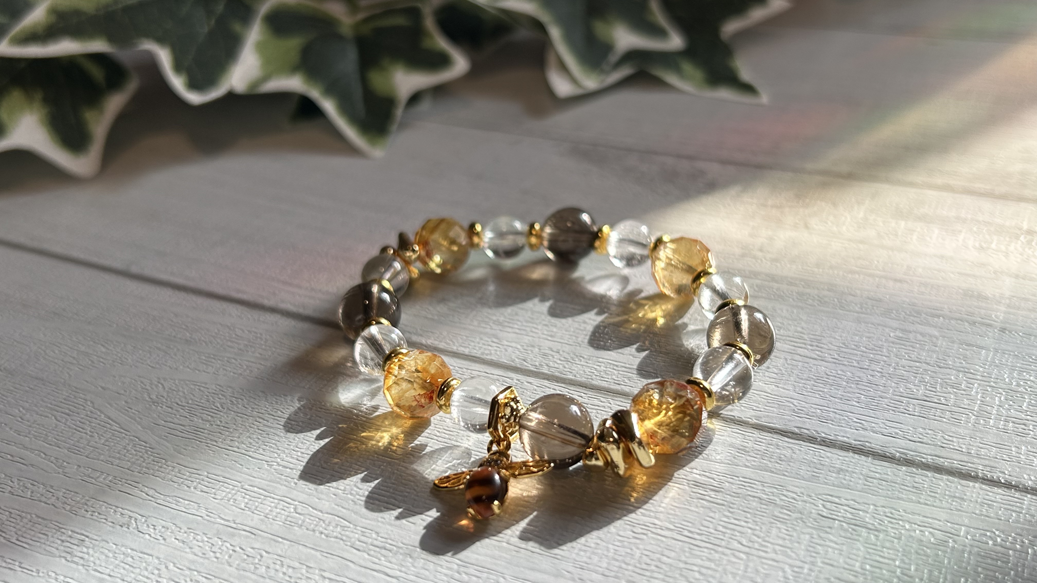 【華結】〜蜜陽〜シトリンとスモーキークォーツのブレスレット