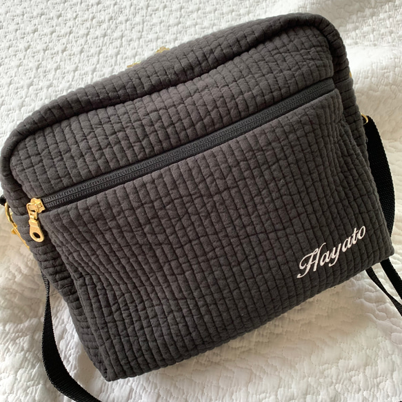 nubi+名入れ刺繍　選べる　通園バッグ　H21W25D10 8文字以内　ヌビバッグ　ヌビショルダー　 2枚目の画像