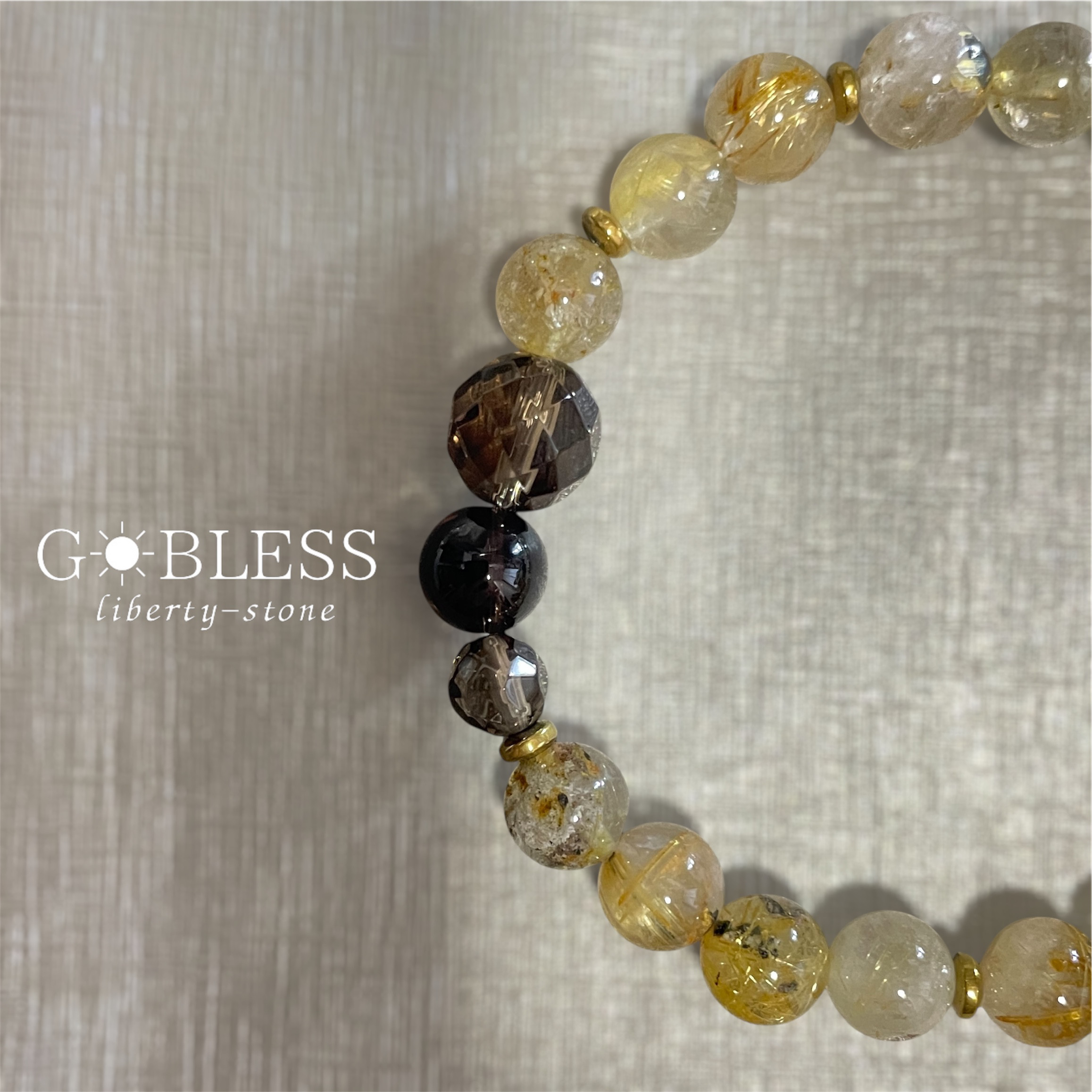 【限定】459. Executive Gold Line／ゴールドルチル×スモーキークォーツ×ヘマタイト