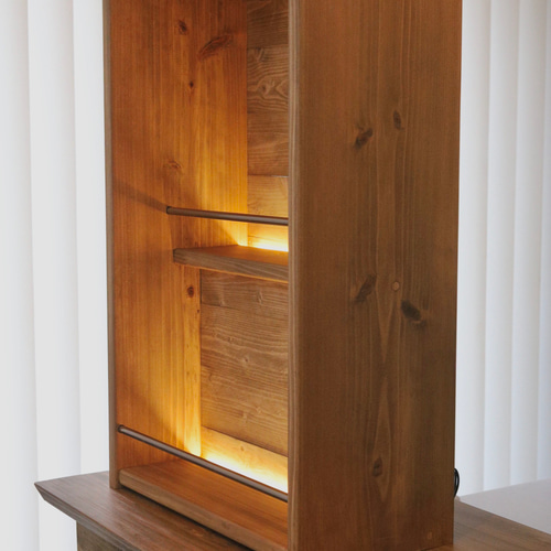 ウイスキーラック LEDライト付き ウイスキー棚 ウッドラック ホーム