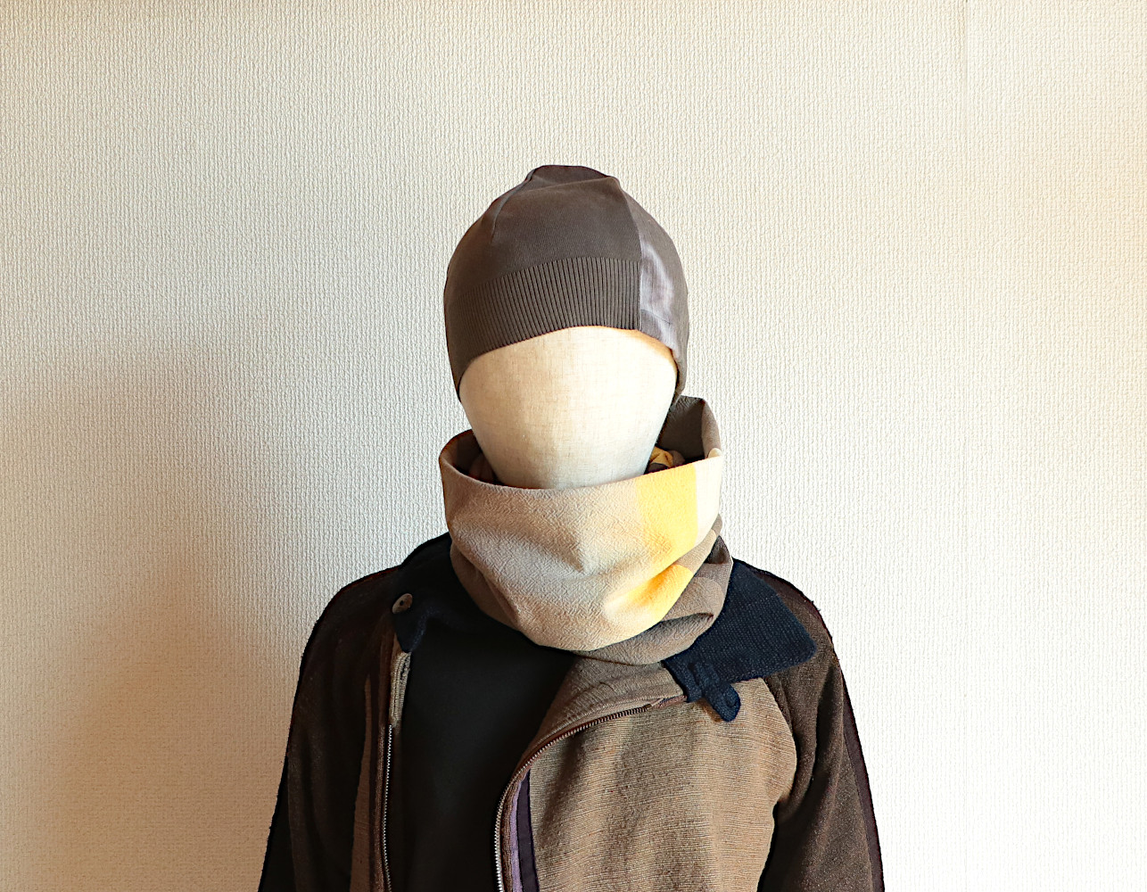 グレー/黄色グラデーション(幅細) ◎スヌード