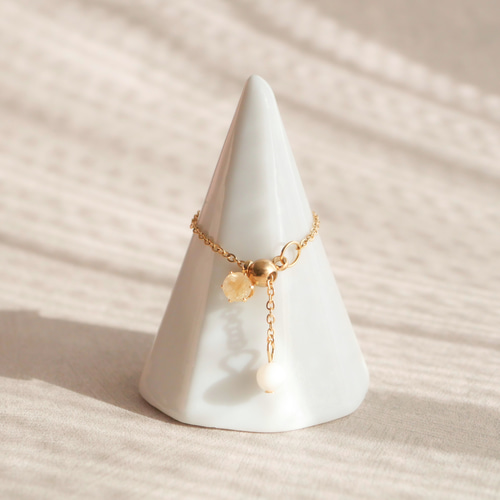 ルチルクォーツ チェーンリング フリーサイズ 天然石 指輪 マザー