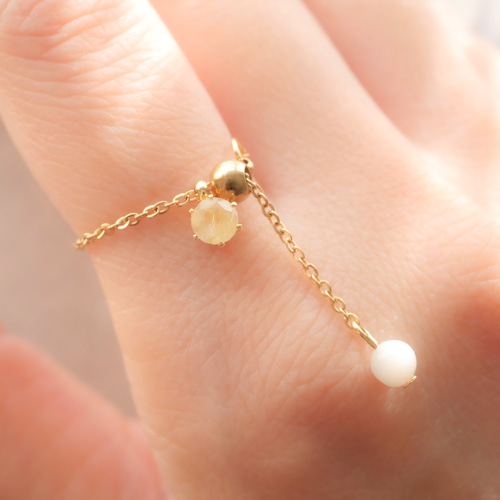 ルチルの指輪たん！綺麗！フリーサイズ！ Op.16 ルチルクォーツ サージカルステンレスフリーサイズリング