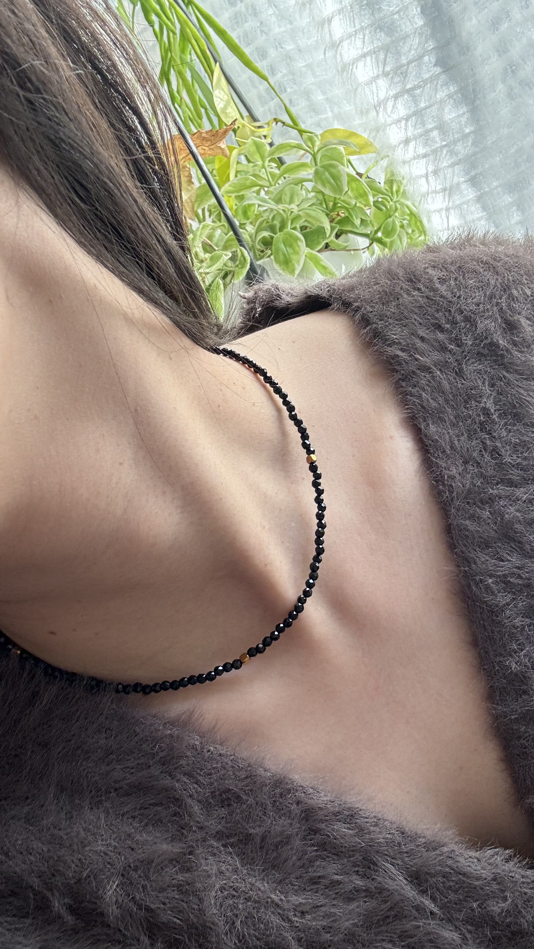 黒水晶　ヘマタイト　ネックレス