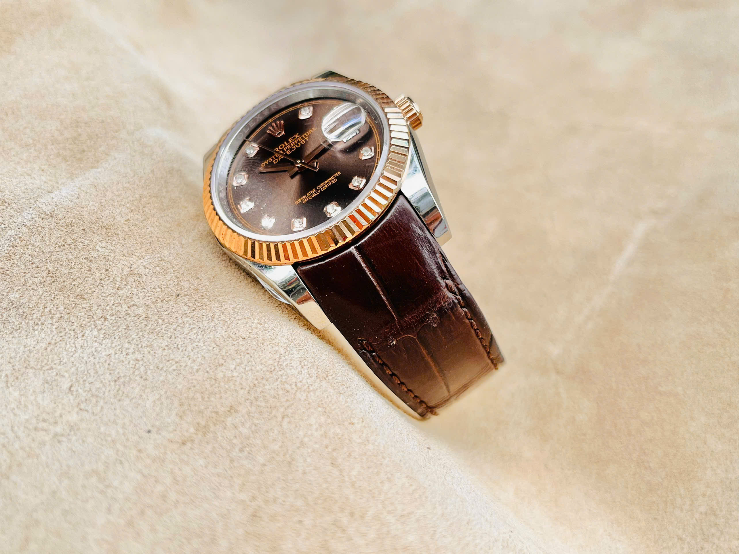 Rolex Datejust 用ハンドメイドクロコダイルレザーウォッチストラップ（送料無料）20/18mm、スマートアダ