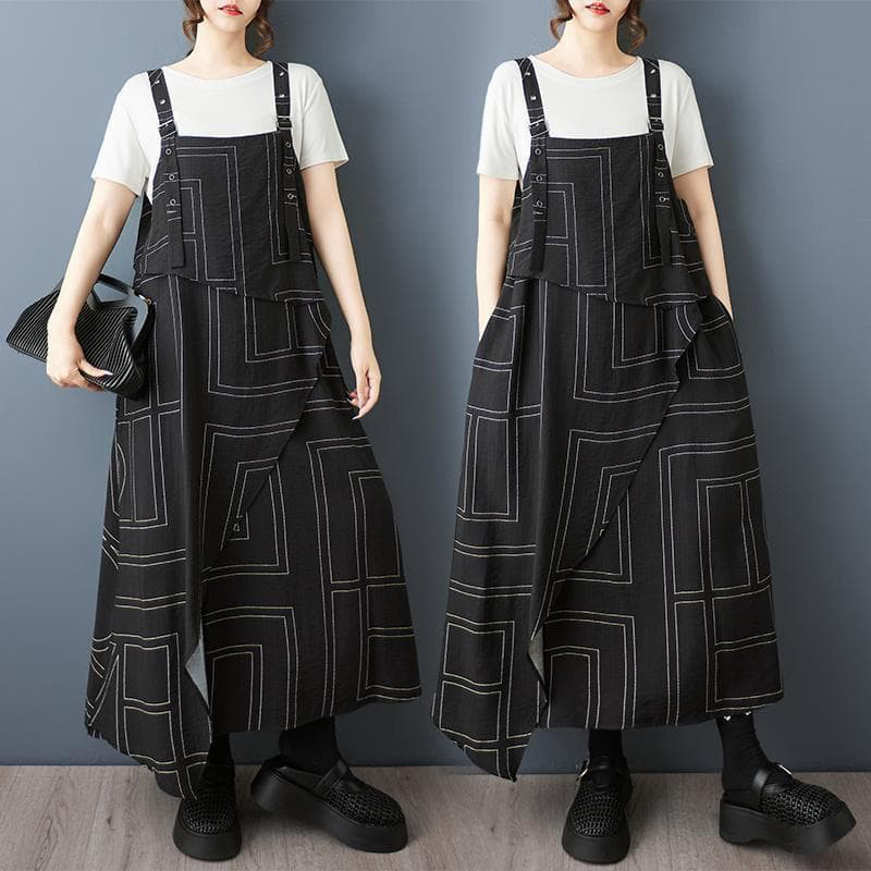 新品大きいサイズ サロペット　ワンピース　ロング　レディース 春夏 スカート
