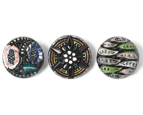 チェコ豪華手打ちのガラスボタン 3個セット ボタン Babovka 通販
