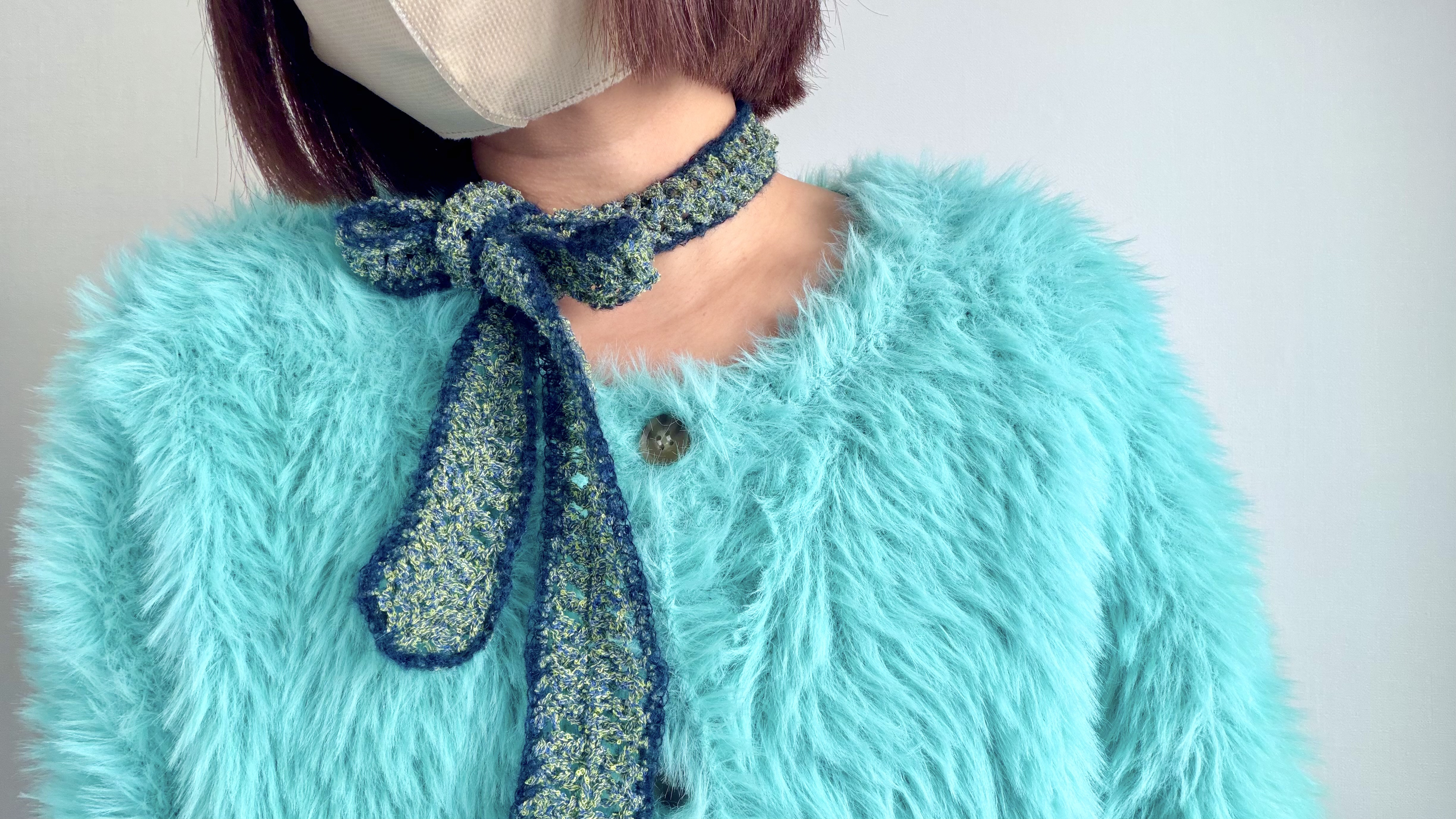 ハーブリム・ニットスカーフ　カシミアウール素材