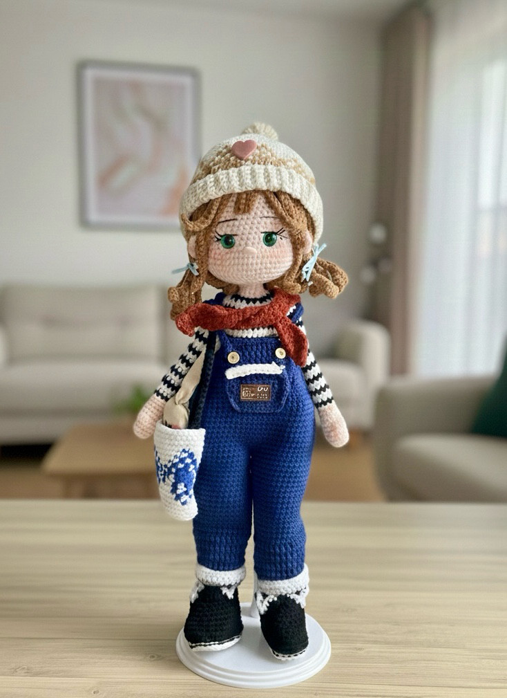 女の子のあみぐるみ|花柄ワンピース|癒しインテリア|可愛い|  【送料無料】大きいサイズ ぬいぐるみ カントリードール