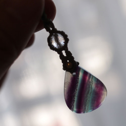 フローライトマクラメネックレスmac445天然石エスニックアジアンエキゾチック金属アレルギーフリーのアクセサリー 13枚目の画像