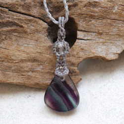 フローライトマクラメネックレスmac445天然石エスニックアジアンエキゾチック金属アレルギーフリーのアクセサリー 11枚目の画像