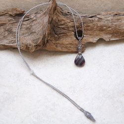 フローライトマクラメネックレスmac445天然石エスニックアジアンエキゾチック金属アレルギーフリーのアクセサリー 5枚目の画像