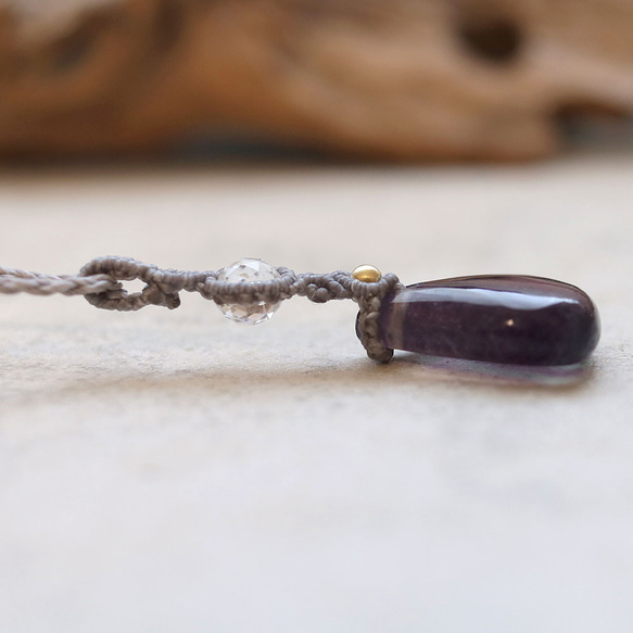 フローライトマクラメネックレスmac445天然石エスニックアジアンエキゾチック金属アレルギーフリーのアクセサリー 8枚目の画像