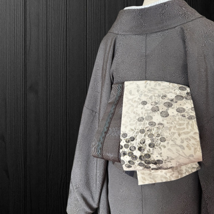 *着物反物*　小紋万寿菊と大島紬　大人の兵児帯　465cm