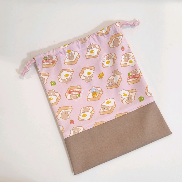 入園入学準備に◎ くま柄巾着袋（25×20cm）｜給食袋・小物入れ・ギフト・サイズオーダー可 6枚目の画像