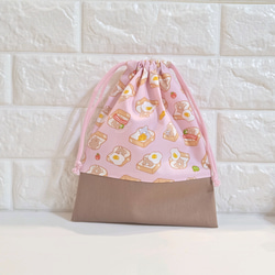 入園入学準備に◎ くま柄巾着袋（25×20cm）｜給食袋・小物入れ・ギフト・サイズオーダー可 4枚目の画像