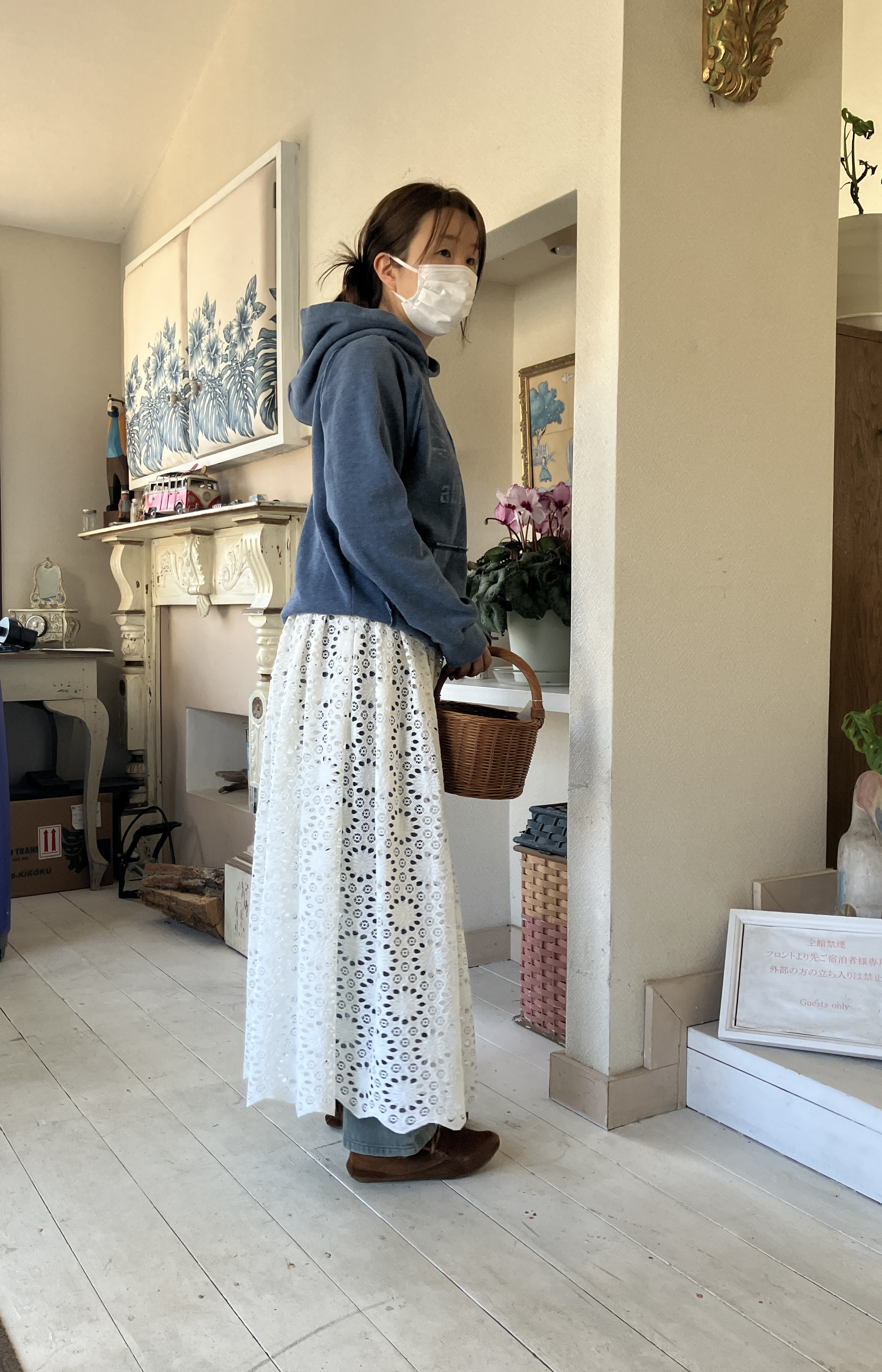 綿総レース巻きスカート裏無し