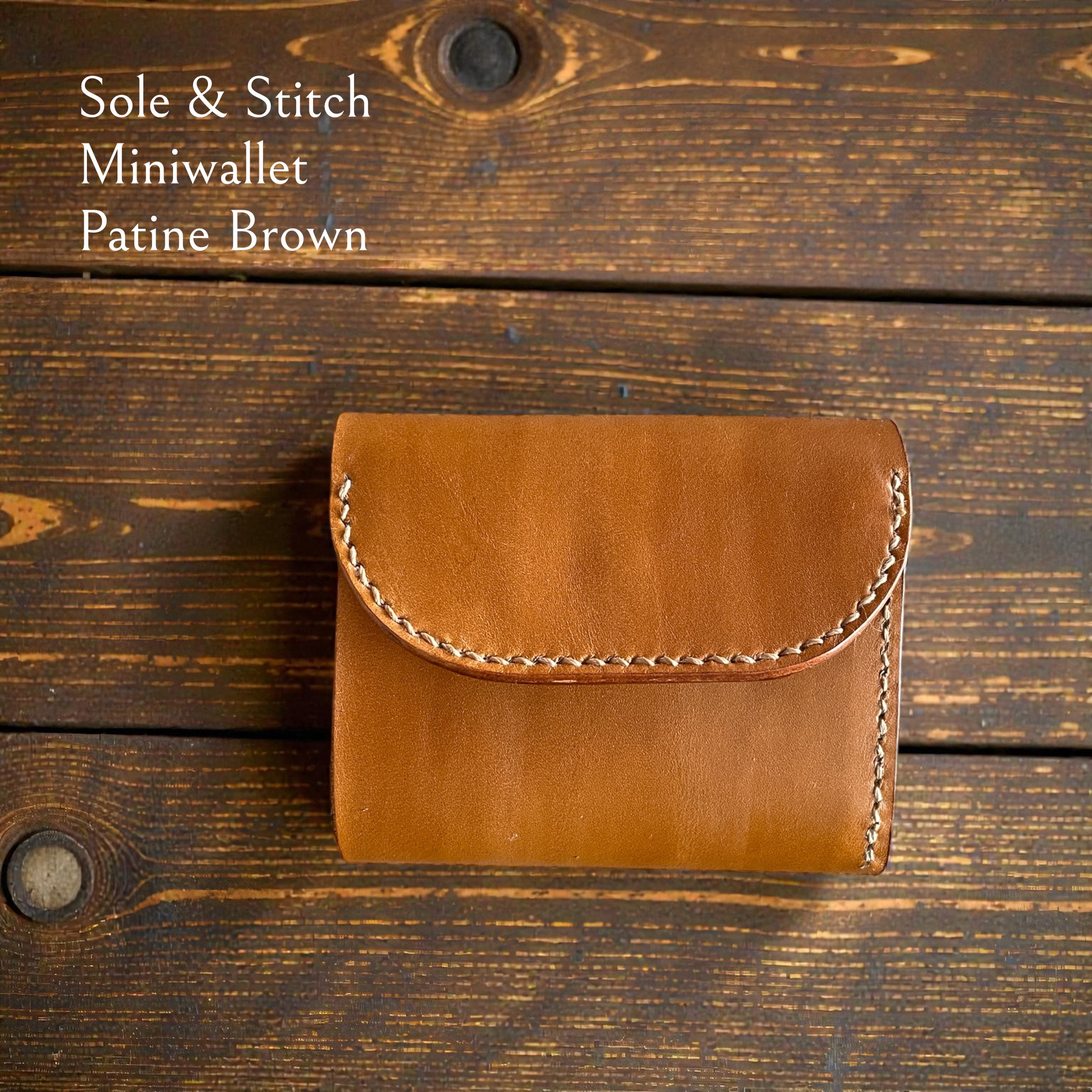 Sole＆Stitch◆靴屋が作る革小物◆シンプルで機能的な３つ折りハーフウォレット／ダークブラウン／バレンタイン