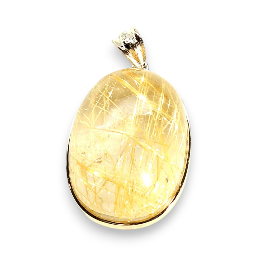 大ぶり 明るい華やかさ タイチンルチル ネックレストップ ゴールドルチル 太針 約9g 天然石 GHRNT15　京海堂