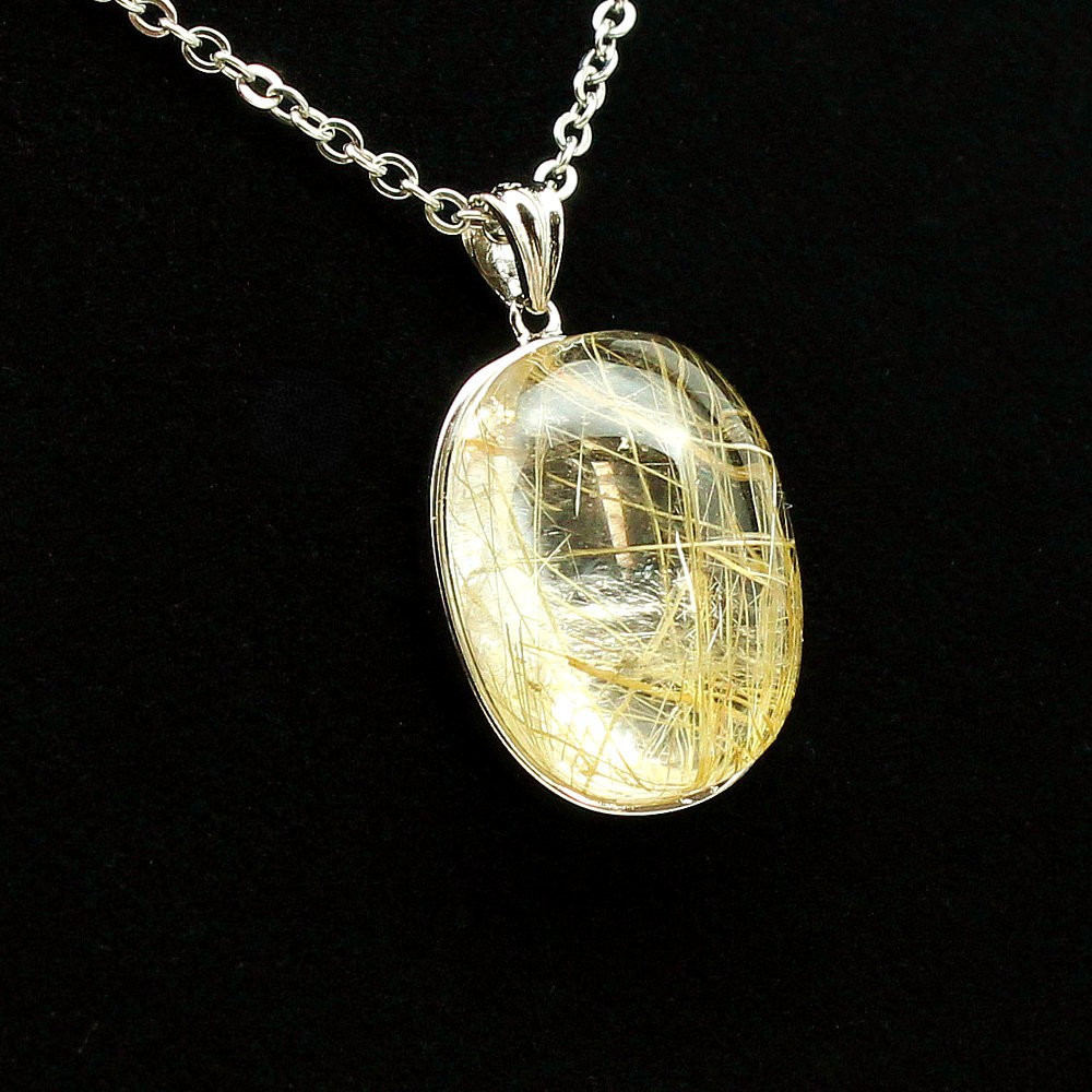 大ぶり 明るい華やかさ タイチンルチル ネックレストップ ゴールドルチル 太針 約9g 天然石 GHRNT15　京海堂