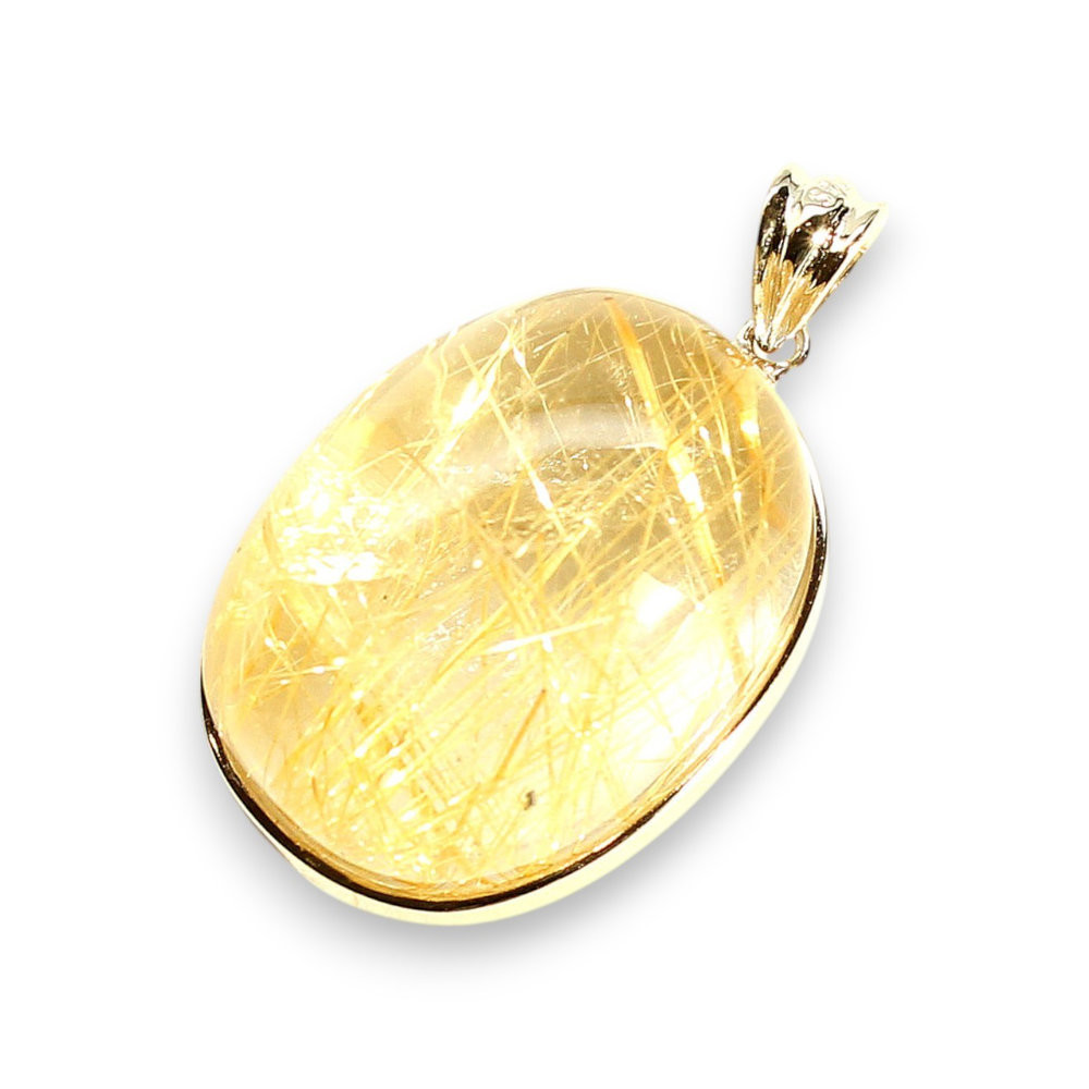 大ぶり 明るい華やかさ タイチンルチル ネックレストップ ゴールドルチル 太針 約9g 天然石 GHRNT15　京海堂