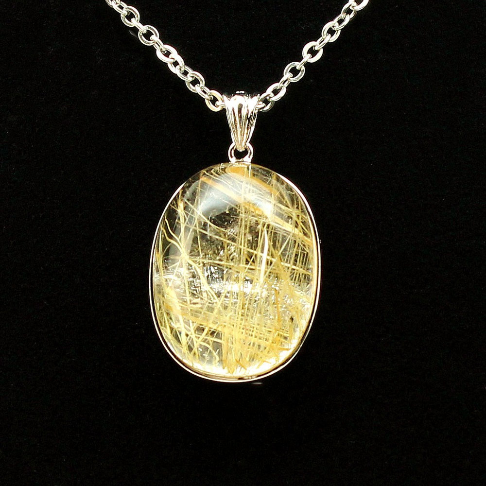 大ぶり 明るい華やかさ タイチンルチル ネックレストップ ゴールドルチル 太針 約9g 天然石 GHRNT15　京海堂