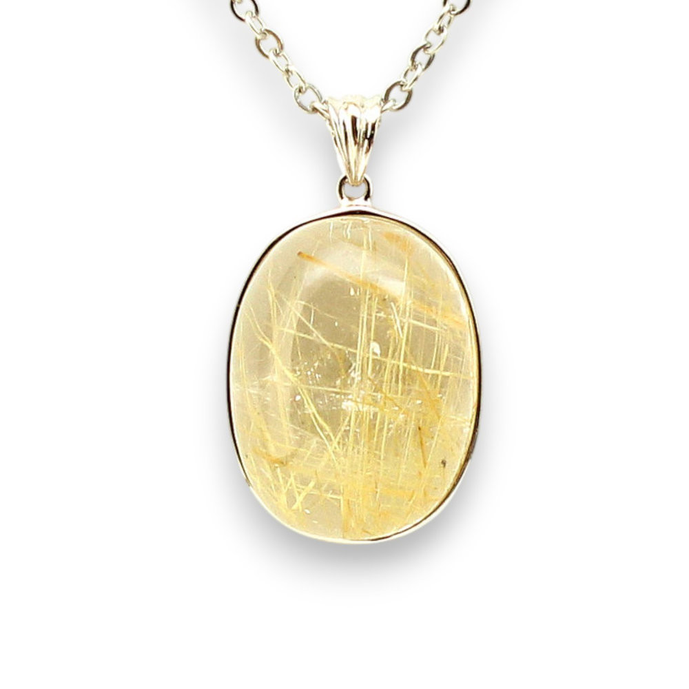 大ぶり 明るい華やかさ タイチンルチル ネックレストップ ゴールドルチル 太針 約9g 天然石 GHRNT15　京海堂