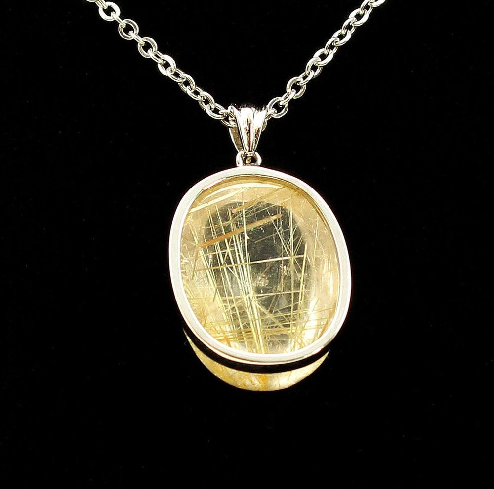 大ぶり 明るい華やかさ タイチンルチル ネックレストップ ゴールドルチル 太針 約9g 天然石 GHRNT15　京海堂