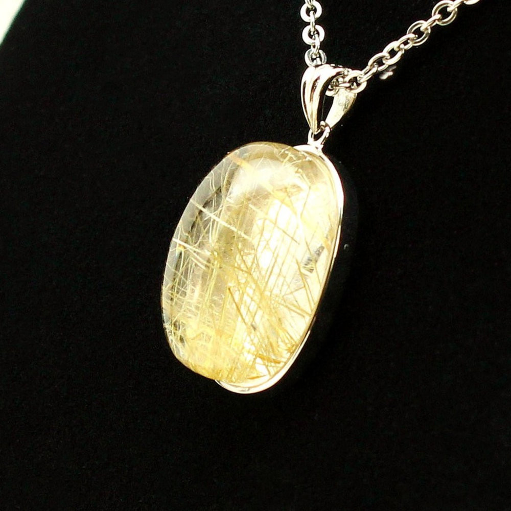 大ぶり 明るい華やかさ タイチンルチル ネックレストップ ゴールドルチル 太針 約9g 天然石 GHRNT15　京海堂