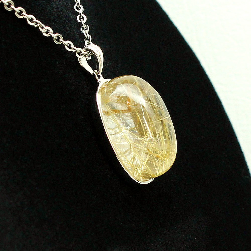 大ぶり 明るい華やかさ タイチンルチル ネックレストップ ゴールドルチル 太針 約9g 天然石 GHRNT15　京海堂