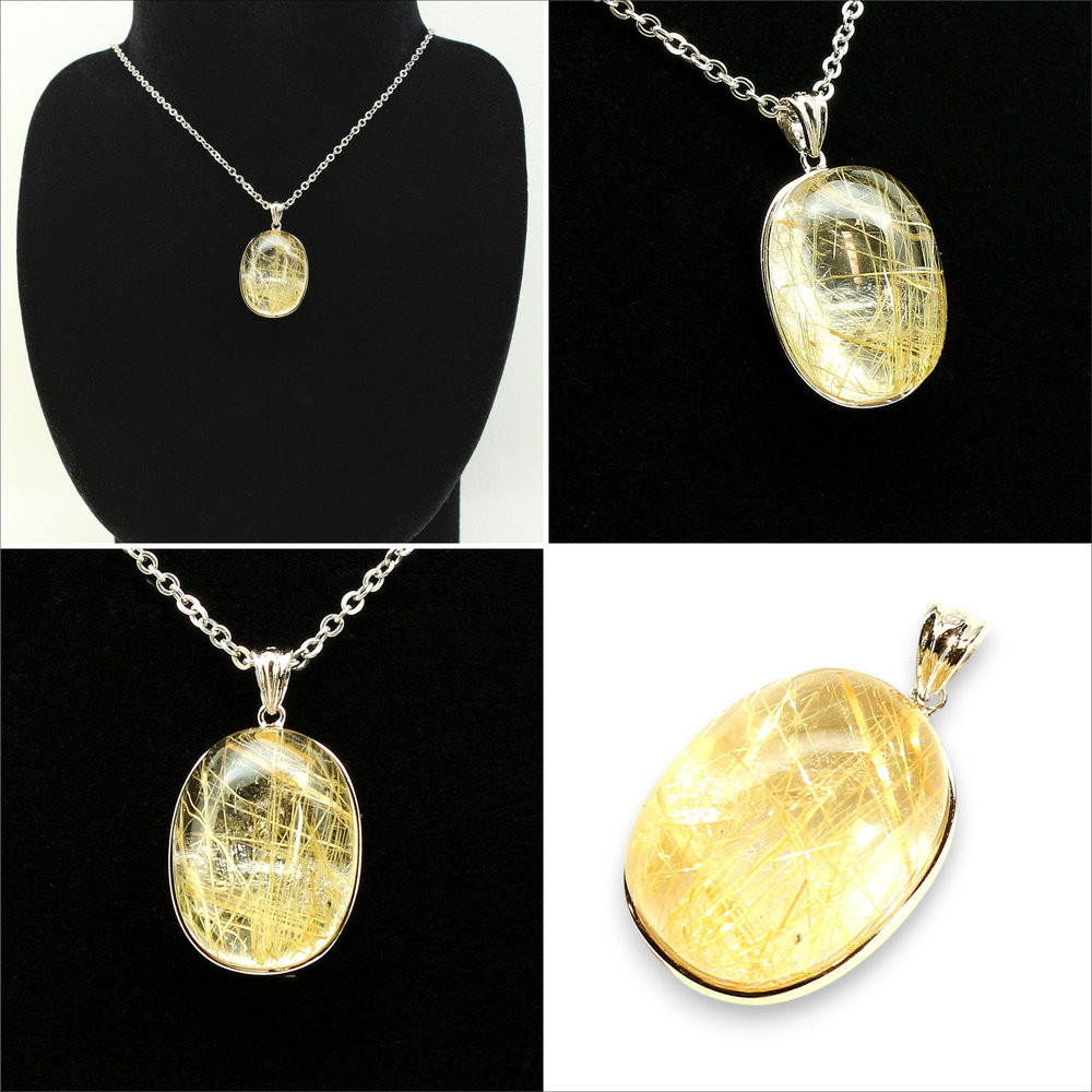 大ぶり 明るい華やかさ タイチンルチル ネックレストップ ゴールドルチル 太針 約9g 天然石 GHRNT15　京海堂