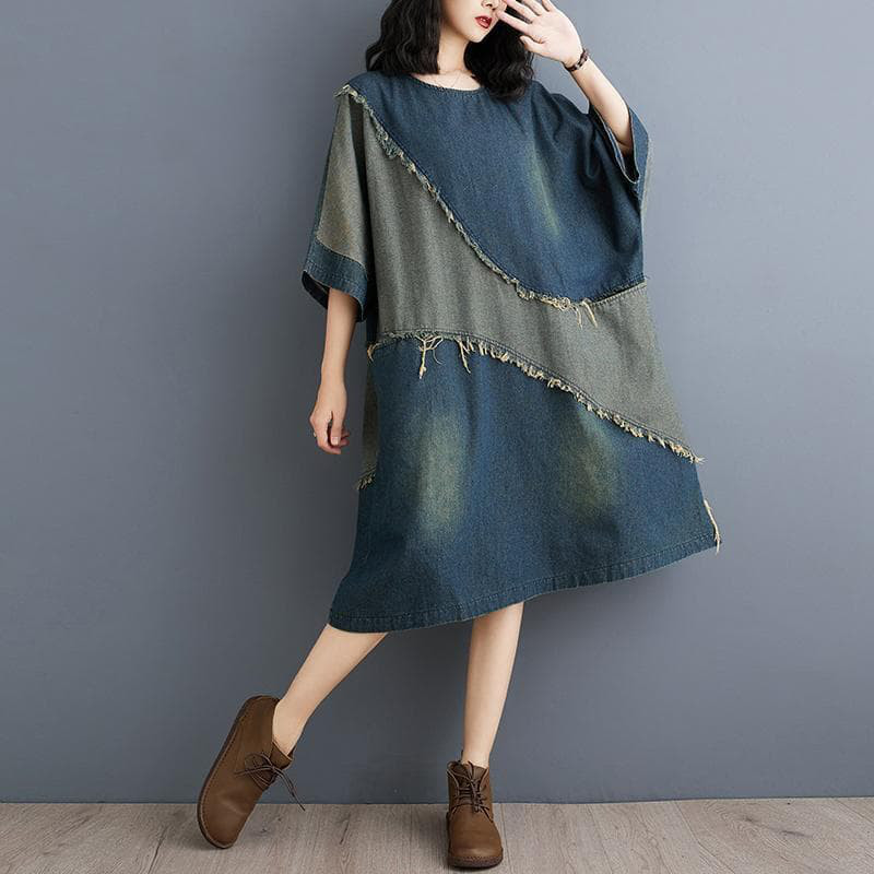 大きいサイズ デニム　ワンピース　ダメージ　レディース 春夏　 新品 半袖