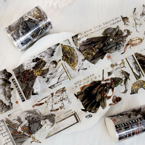 海外マステ 人物 男性 伴墨 PETテープ 装飾マステ コラージュ 2m巻き