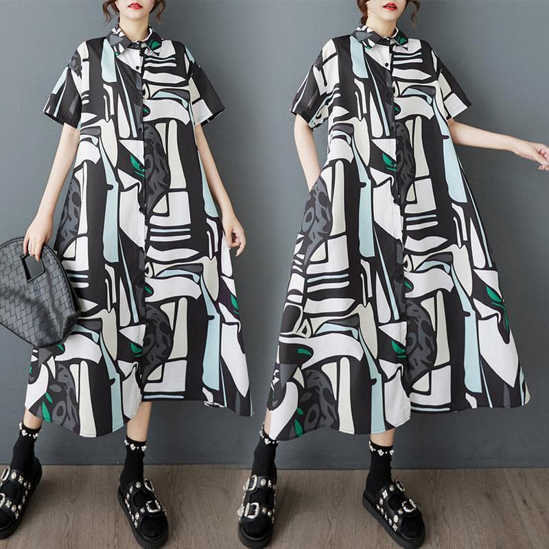 大きいサイズ ワンピース　シャツ　レディース 春夏　 新品 半袖　韓国