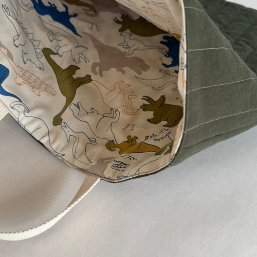 入園入学セット 5点 カーキキルティング×恐竜柄 送料無料 その他入園