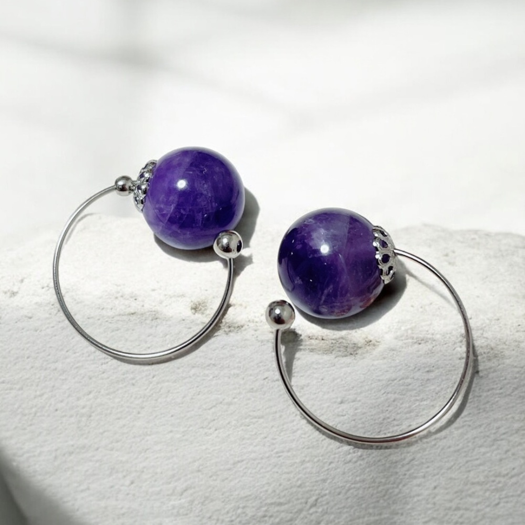 【さとう式イヤーカフ・ビューティーカフ】-- ストライプアメジスト×シルバー