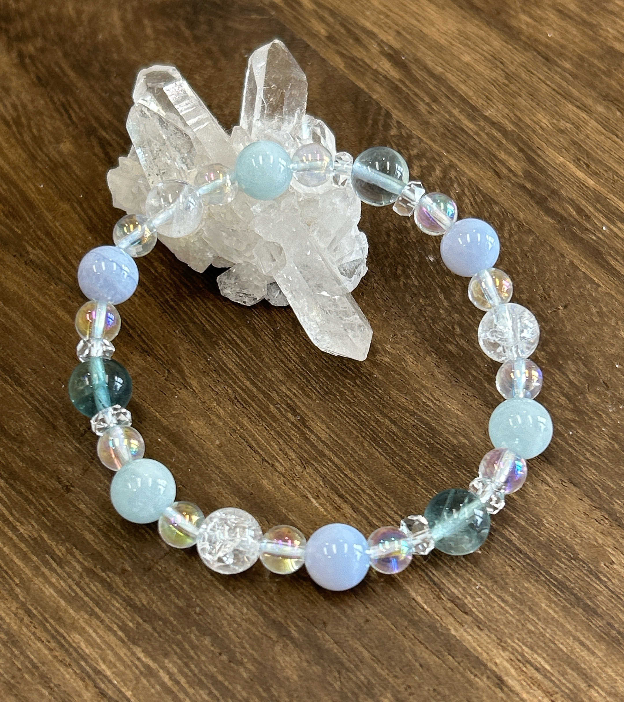 【魚座♪アクアマリン&ブルーレースメノウ】星座石お守りブレスレット♪六芒星♪天然石ブレスレット♪送料無料♪