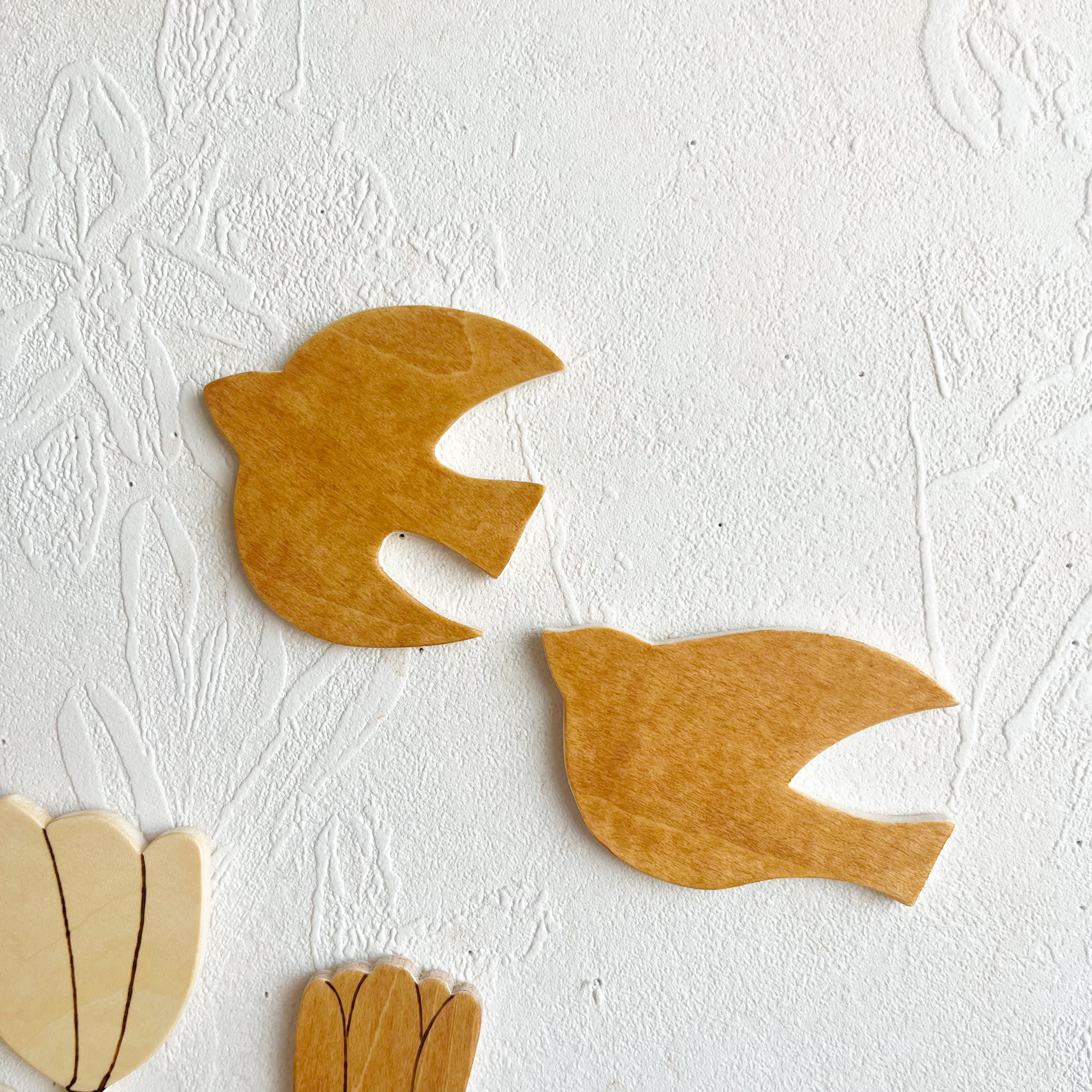 春のインテリアセット「チューリップ」「２羽の鳥さん（ブラウン）」「木のいちりんflower vase」ドライフラワー