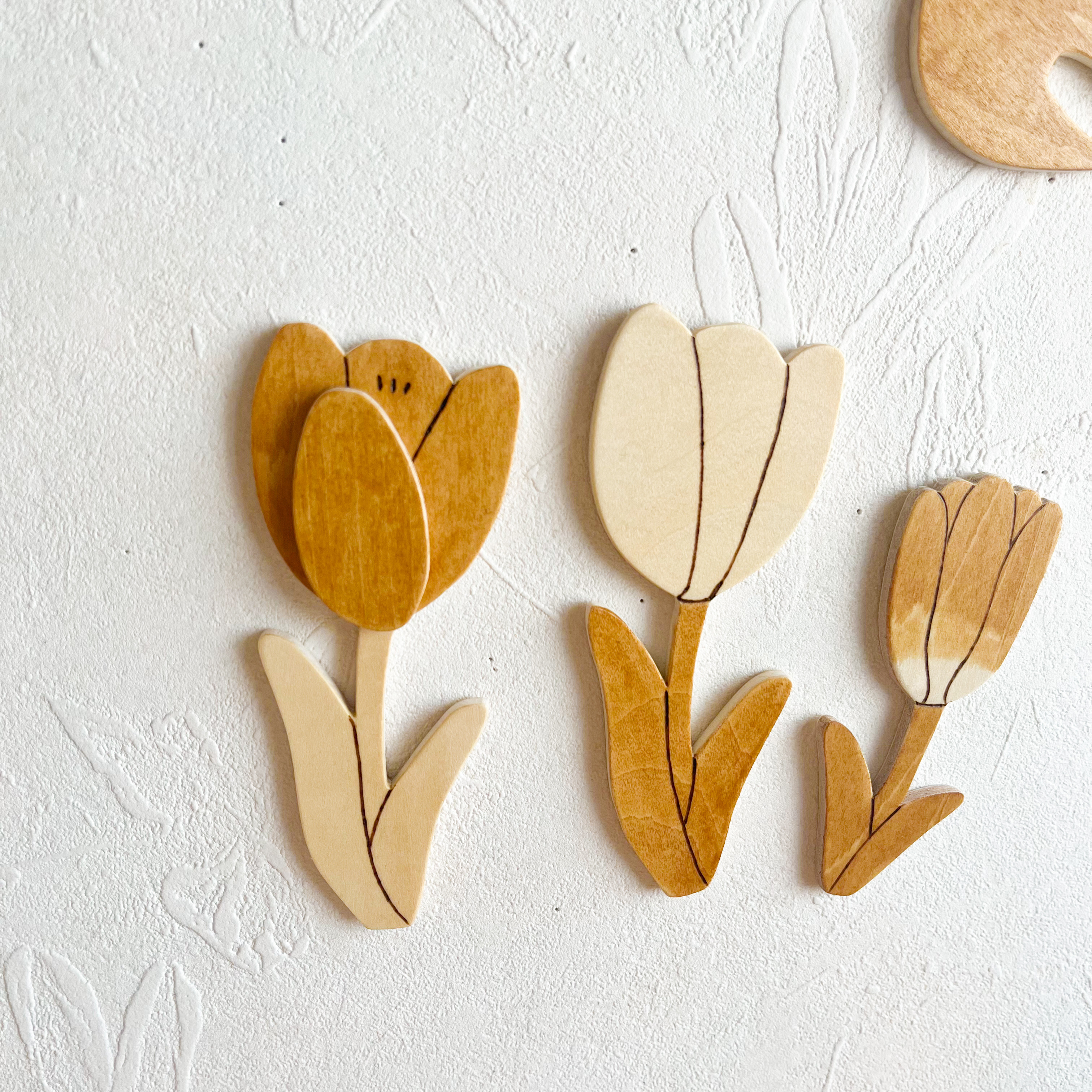 春のインテリアセット「チューリップ」「２羽の鳥さん（ブラウン）」「木のいちりんflower vase」ドライフラワー