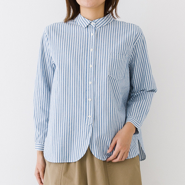 チビ襟が作る、春のこなれシャツ。コットンポプリンワッシャー  チビ襟ラフシャツ 4,673円