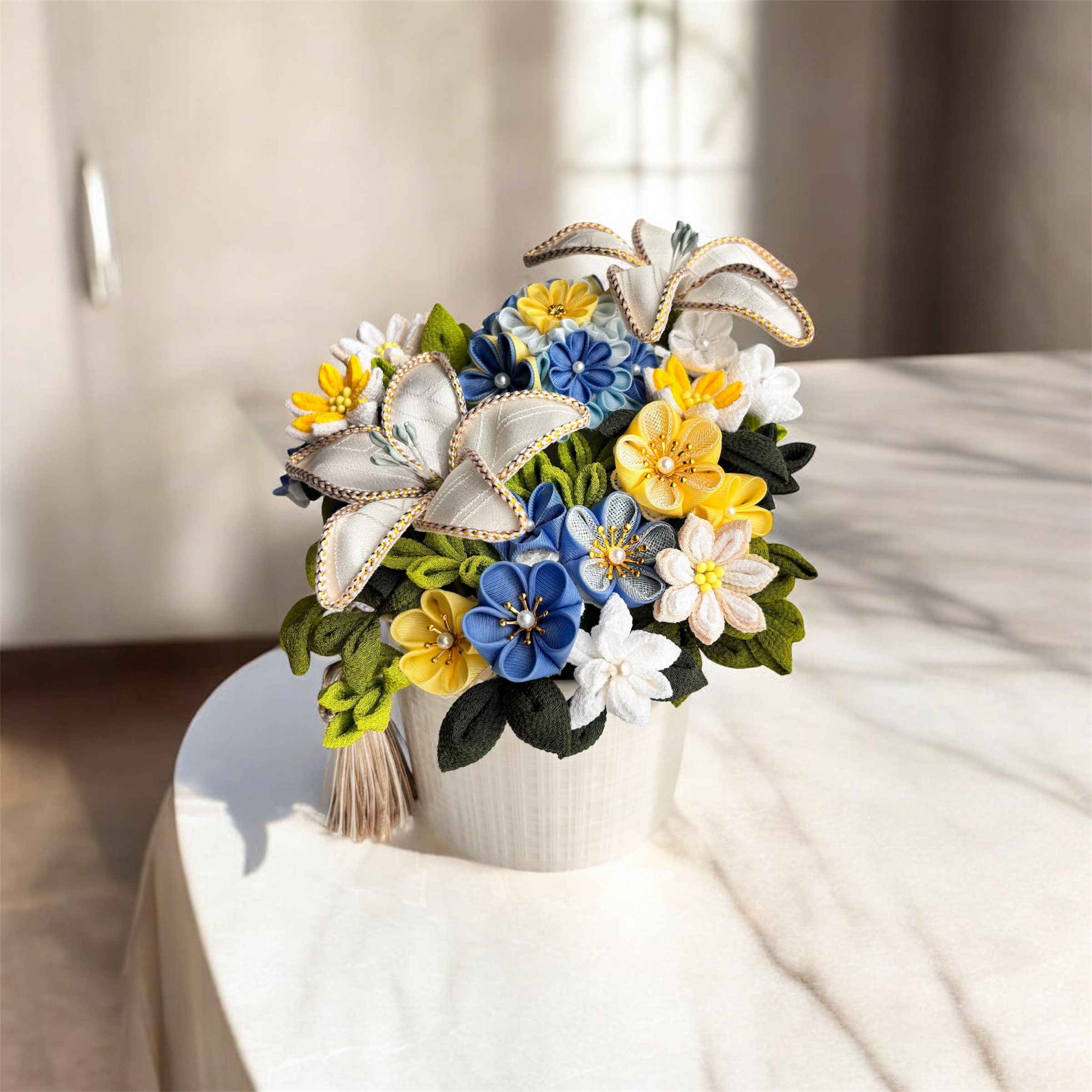 【つまみ細工 手のひら】『爽やかな朝です』インテリア キッチン リビング 玄関