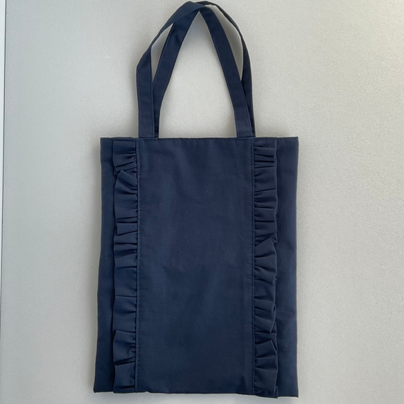 フリル付きトートバッグ｜A4対応 ネイビー 冠婚葬祭・入園入学式に
