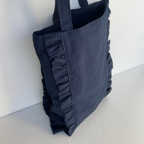 フリル付きトートバッグ｜A4対応 ネイビー 冠婚葬祭・入園入学式に