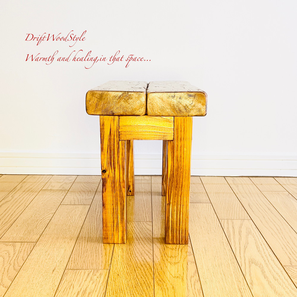 厚い流木板で作った流木スツール フラワースタンド 椅子 ベンチ ヴィンテージ N6