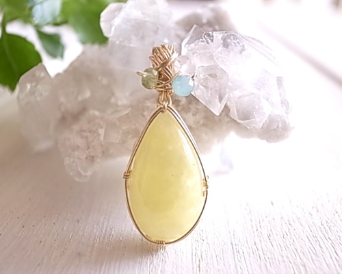 檸檬の刻 イエローカルサイト メキシコ産 ペンダントトップ ワイヤー