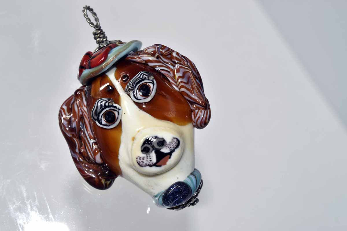 犬　とんぼ玉 トンボ玉 蜻蛉玉 ペンダントトップ   モレッティ   ハンドメイド 11726-499