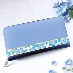 ネモフィラの長財布（スカイブルー） 花 財布 母の日 敬老の日 誕生日