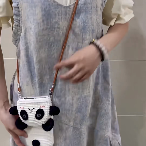 毛糸 手作り 編みぐるみ ニット 斜めがけバッグ スマホ収納ポーチ【森