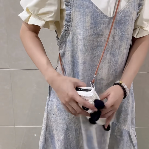 毛糸 手作り 編みぐるみ ニット 斜めがけバッグ スマホ収納ポーチ【森