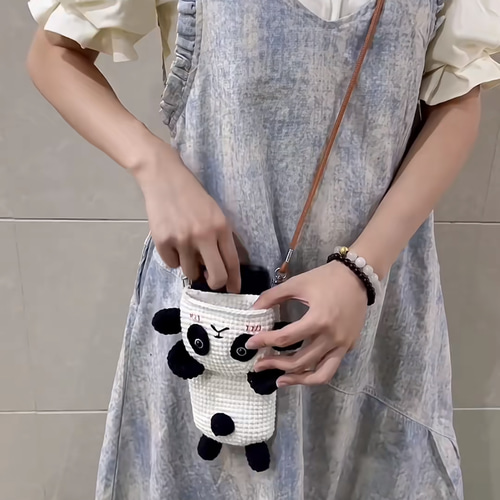 毛糸 手作り 編みぐるみ ニット 斜めがけバッグ スマホ収納ポーチ【森